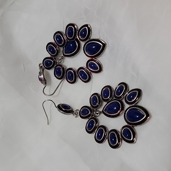 Blue stone silver earrings - Picture 1 of 3